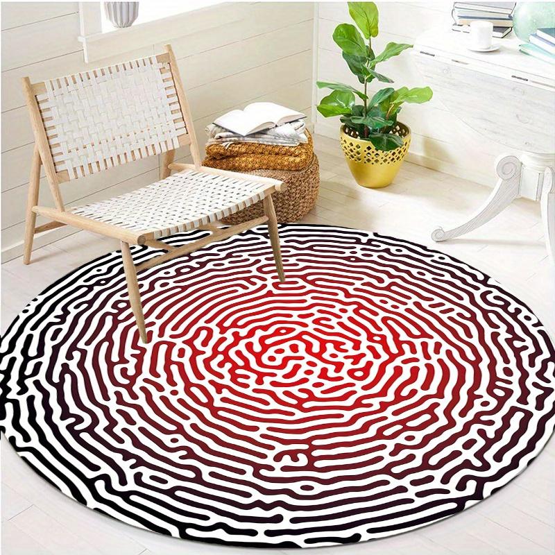 S Fingerprint Round Rug Nonslip Area Rug Office Chair Mat Carpet For Living Room Bedroom Home Decor
