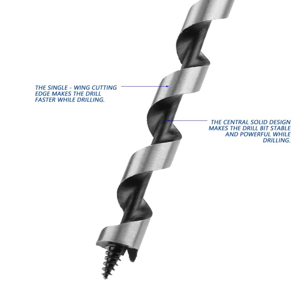 5pcs Carbon Steel Fast Cut Auger Bit Hardened Alloy Steel Wood Drill Bit Set  Wood Drilling