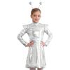 Cute Alien Cosplay Costume for Girls 2Pcs Set, Halloween Outer Space Dress with Hair Hoop, Performance Party Outfit