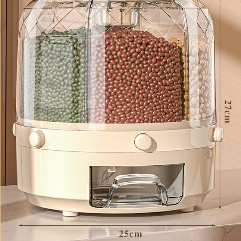 Вращающийся на 360 градусов дозатор риса, влагостойкий, герметичный, сухой, зерновой диспенсер, кухонный контейнер для еды, ящик для хранения