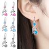 1 Pair Korean Style Hook Earrings Dolphin Design Shiny Rhinestones Drop Earrings Women Mid-length Earrings