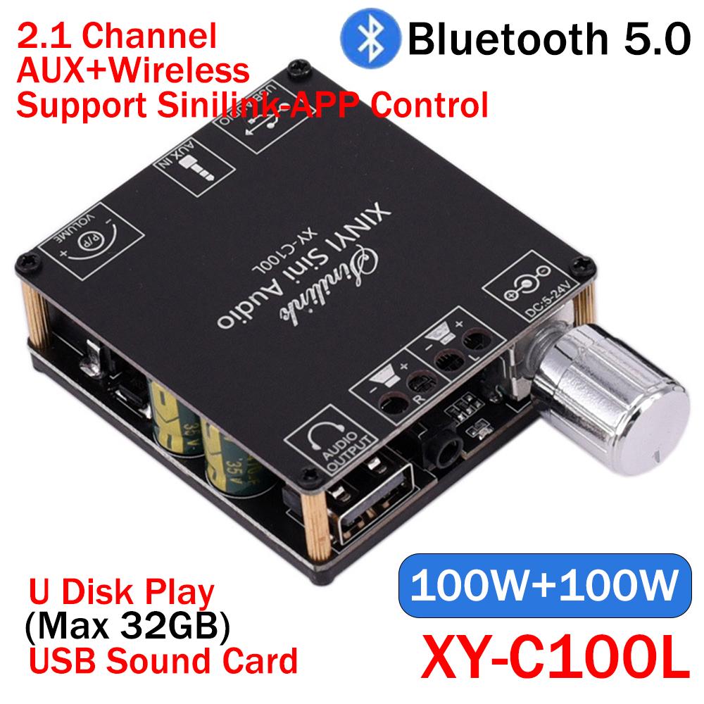 ZK-MT21 2x50Вт+100Вт 2.1-канальный цифровой усилитель мощности сабвуфера Bluetooth 5.0 AUX 12В 24В Аудио Стерео Басовый Усилитель для Дома