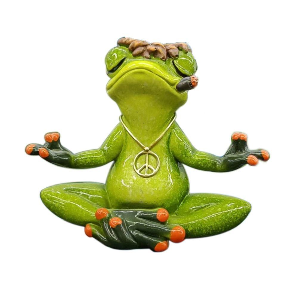 Зеленая лягушка скульптура смола йога лягушка украшение милая медитирующая лягушка статуэтка стол