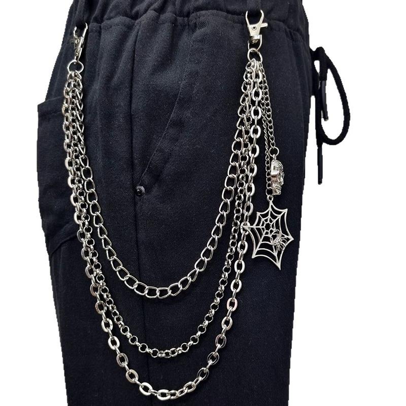 Панк Металл Паутина Скелет Подвеска Поясная Цепь Многослойная Джинсовая Цепь Хип-Хоп Цепь для Брюк Аксессуары для Одежды Подарки