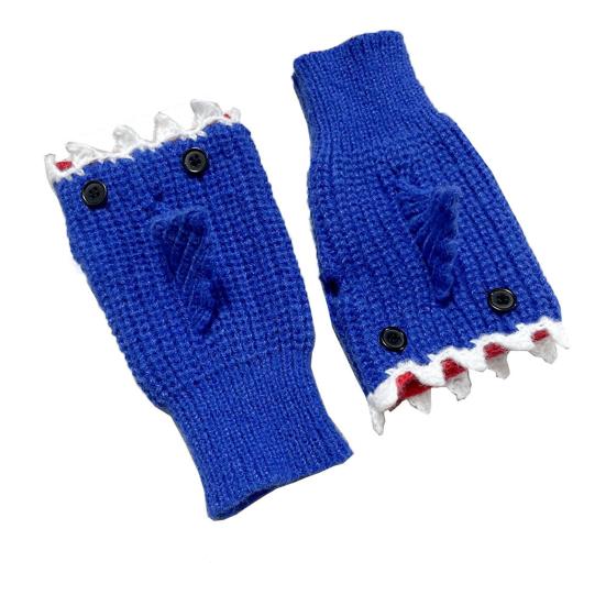 Вязаные перчатки Shark Bite Милые перчатки без пальцев с акулой Эластичные теплые вязаные перчатки Рождество День рождения