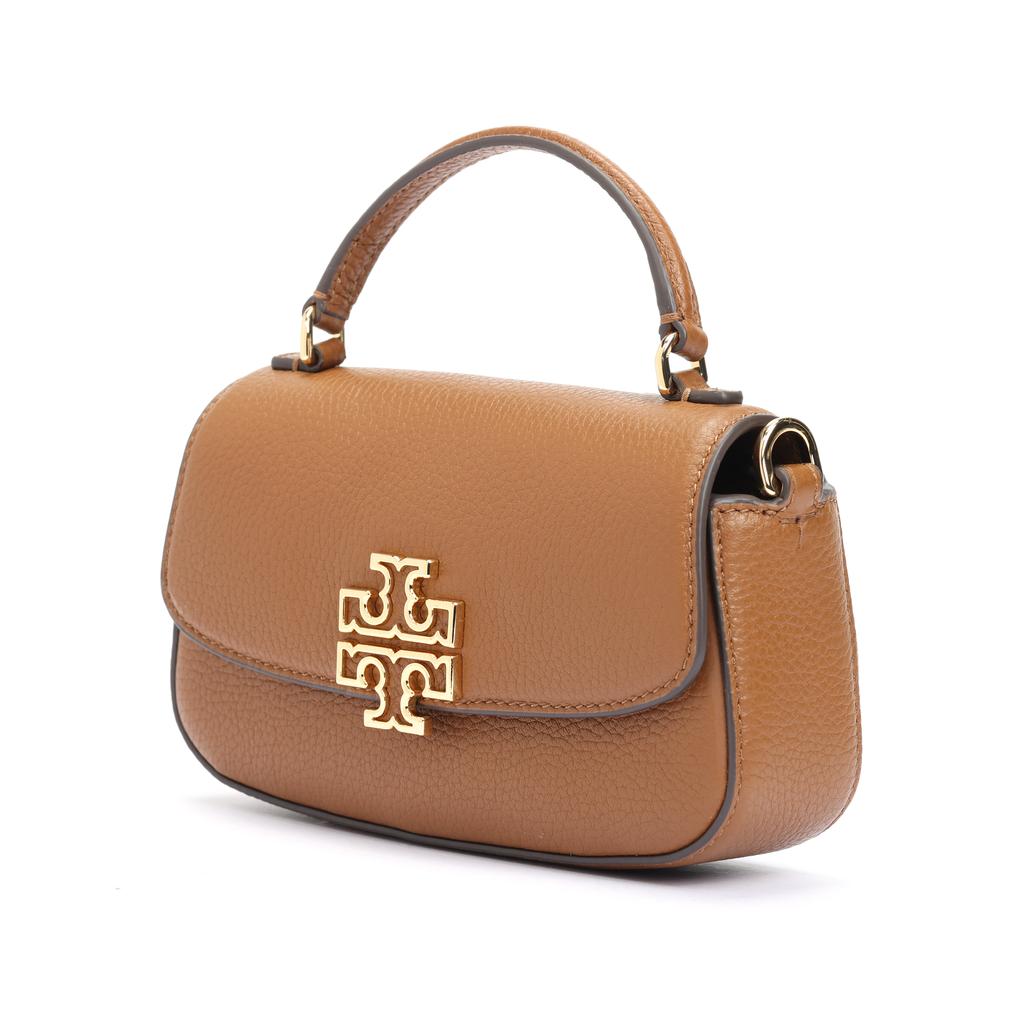 Tory Burch Fashion Chain Shoulder Strap Metal Logo Pebble Grain Leather And Fabric Single Shoulder Crossbody Handbag Women handbag Moose 149645-909