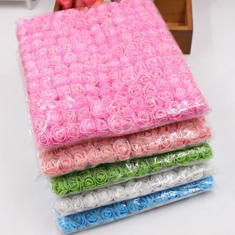 72 шт./лот ПЭ розы цветы кружево пена цветок букет сплошной цвет Diy венок ремесло искусственные цветы JM08 ARI