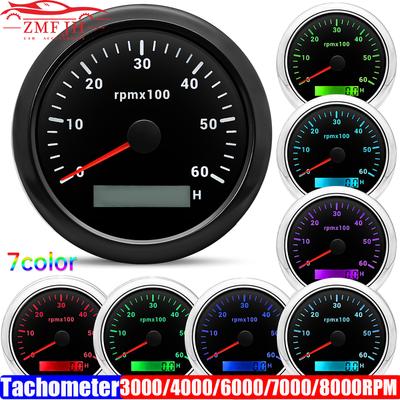 Тахометр 85 мм 3000/4000/6000/7000/8000 об/мин с 7-цветной подсветкой для бензинового/дизельного автомобиля, лодки с 1-10 цилиндрами, датчик оборотов