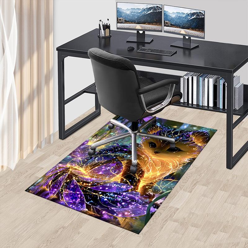 1pc Anime Cat Chair Mat - Fantasy Office Rug with Glowing Leaves, Perfect for Desk Chairs and Home Decor, Suitable for All Seasons.H084