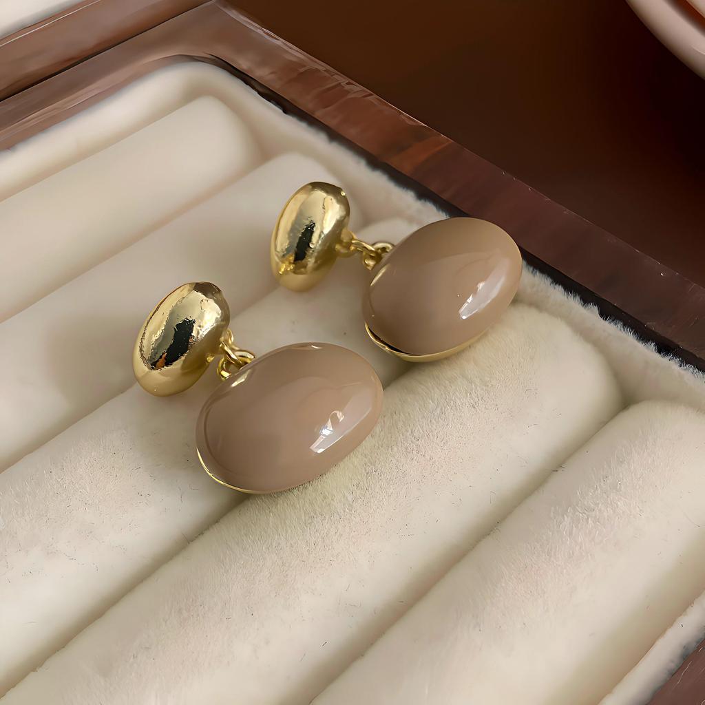 Vintage Rose Leaf Metal Cuban Link Pearl Earrings for Women