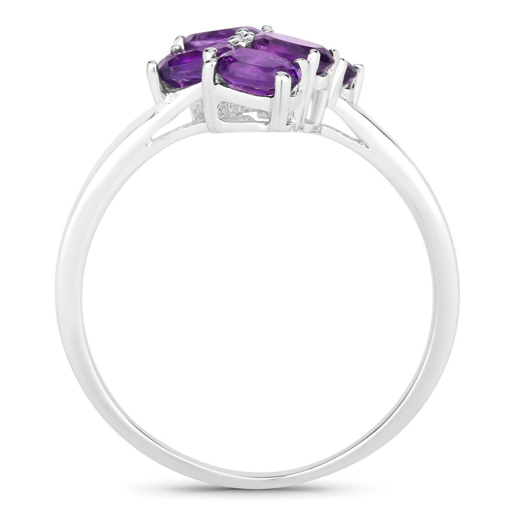 African Amethyst Cluster Ring Sterling Silver, Purple Gemstone Flower Ring, February Birthstone Ring for Women