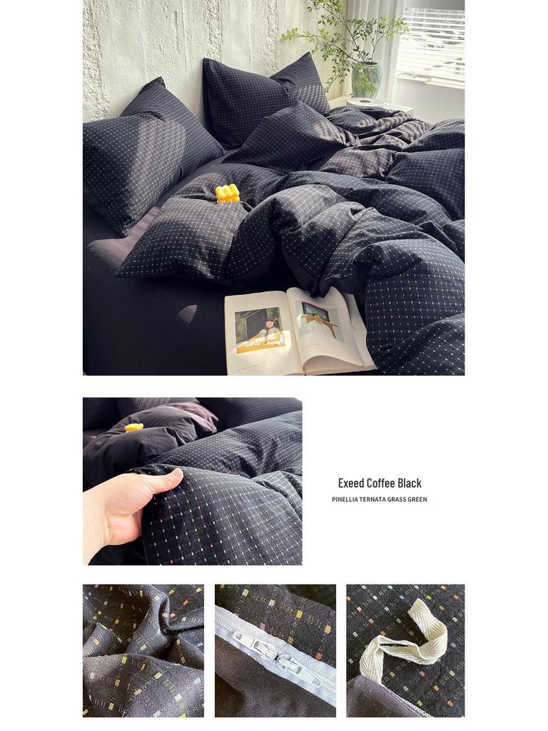 G5Z Хлопковый комплект пододеяльника с окрашенной в полоску пряжей - 4 предмета, Всесезонное постельное белье для общежитий