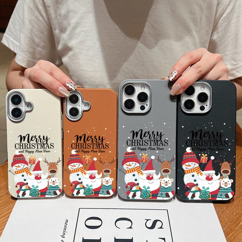 Мультяшный рождественский узор кожа текстура TPU мягкий чехол для iPhone 16 15 Pro 14 Plus 13 12 11 Pro Max Xs Max Xr 8 7 6 Plus ударопрочный тонкий чехол