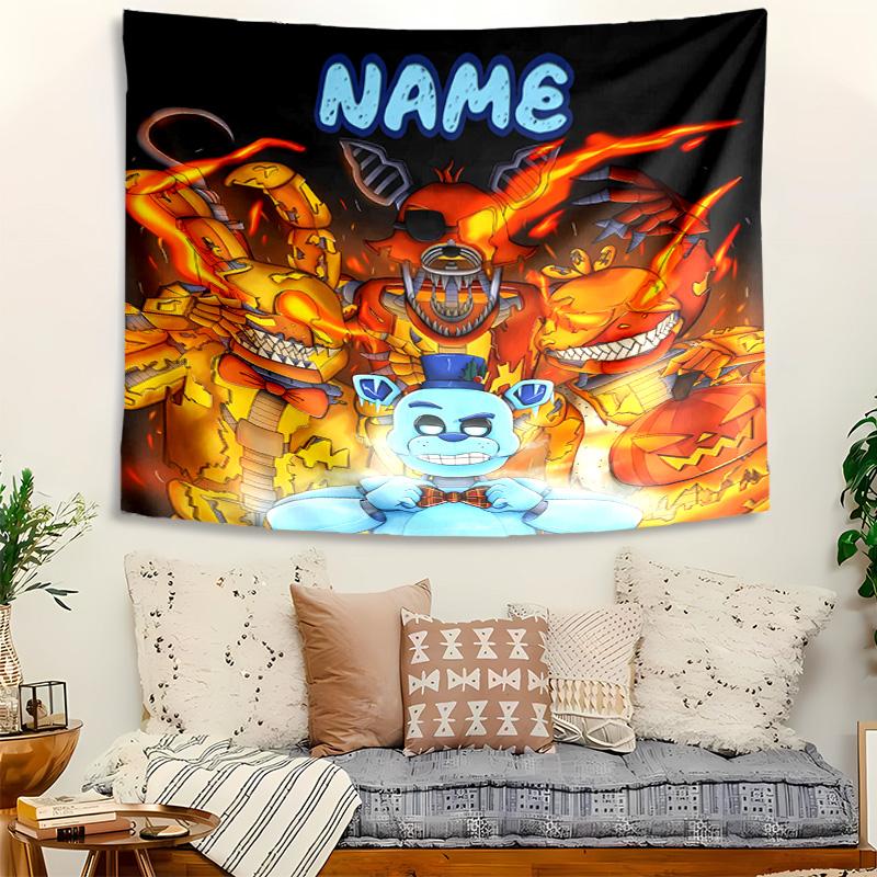 Personalized Five Nights at Freddy's Background Tapestry,Custom Name Birthday Party,Multifunctional Wall Decoration for Home Decor,Various Occasions