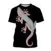 Reptile Gecko 3D Print T Shirt Men Summer Round Neck T-shirt Graphics Short Sleeve Oversized Pullover Fashion Tee Tops Clothing