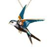 Tri-Color Swallow Oil Painting Brooch Necklace - Versatile Bird Jewelry for Women