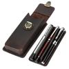 HIRAM Separate Design Pen Case Fountain Pen Case Simple Slim 3 Pen Storage Genuine Leather (Coffee)