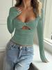 Di Yun Y2K Sexy Solid Color Long Sleeve T-shirt for Women - Autumn/Winter 2025 Collection