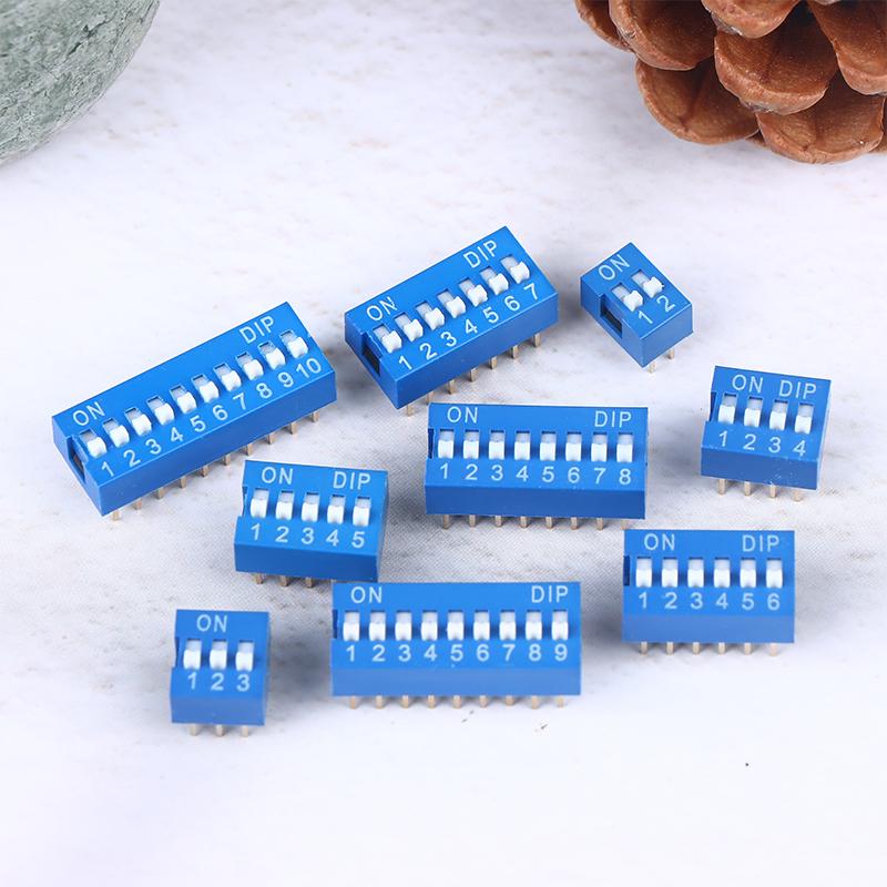 10Pcs Slide Type Switch Module 1 2 3 4 5 6 7 8 10Pin Dip Switch Kit 2.54Mm Toggle Switch Blue Snap Switches