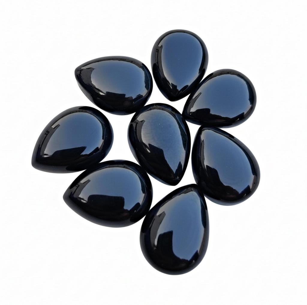 Грушевидные драгоценные камни черный оникс - Натуральные кабошоны-капли для изготовления ювелирных изделий на заказ