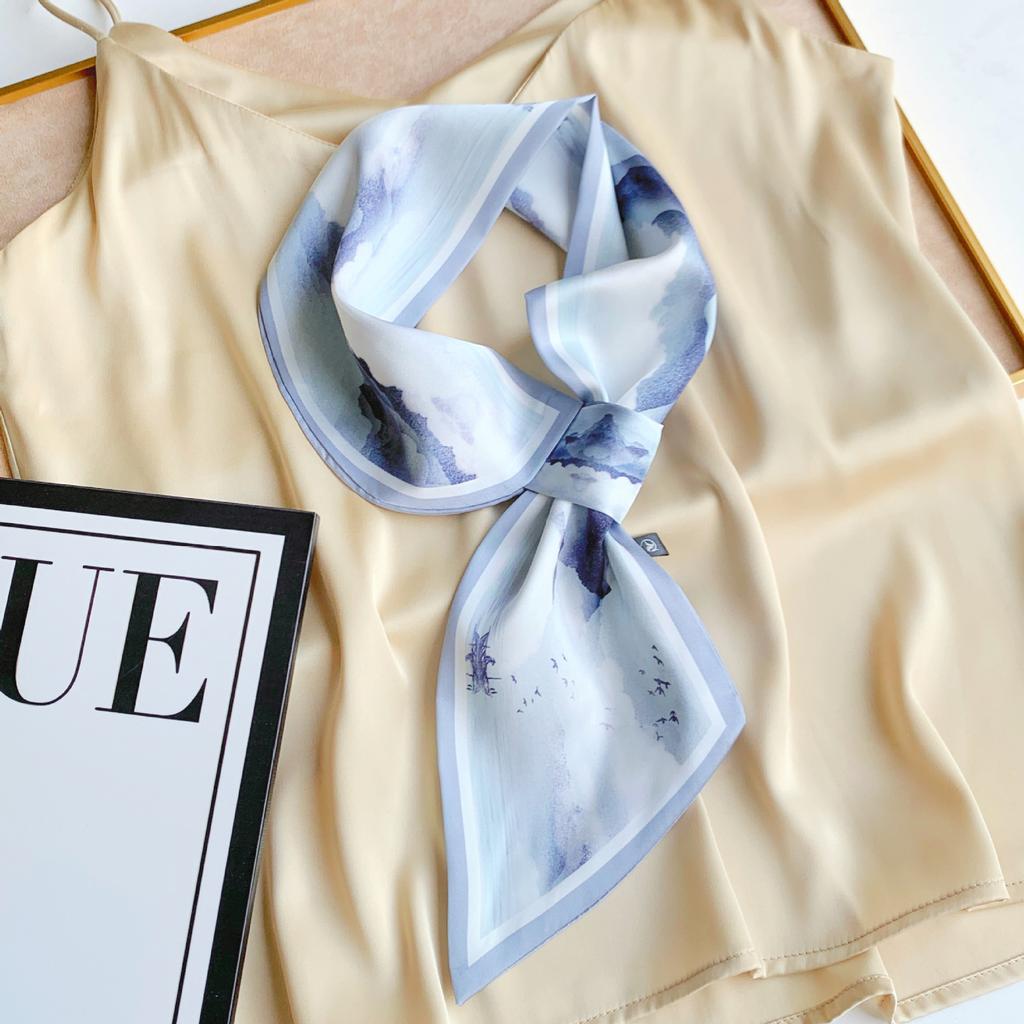 Длинный маленький шелковый шарф, высококачественная сумка для шарфа, универсальная подходящая к рубашке, шарф