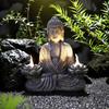 1pc Lighthouse Buddha Statues with LED Lights, Solar-Power Buddha Sculpture Decor for Home Garden, Yard, Patio, Yoga.