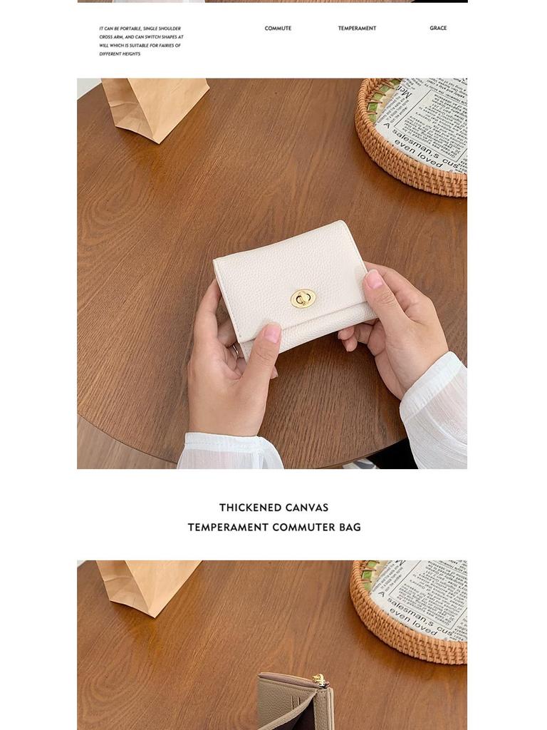 Women's Korean Trend Solid Color Foldable Short Wallet and Card Holder