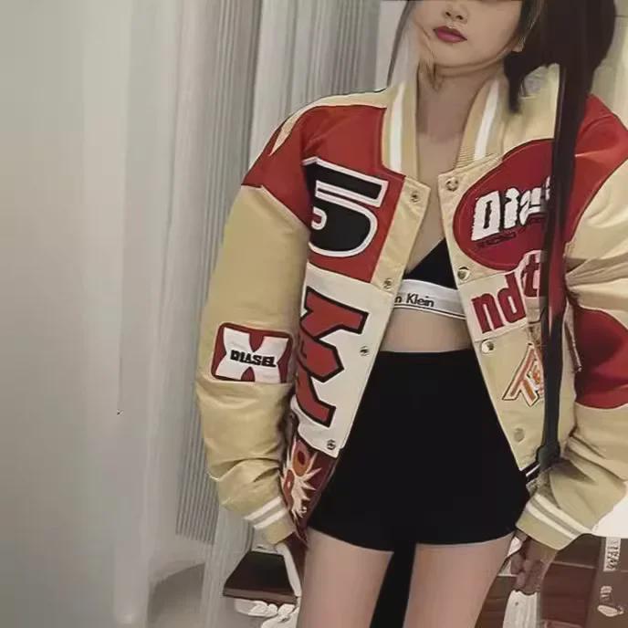 Бейсбольная куртка в стиле хип-хоп от Park Jae-Bum & Wang Jiaer: Свободный крой, тяжелая вышивка, модный унисекс-дизайн