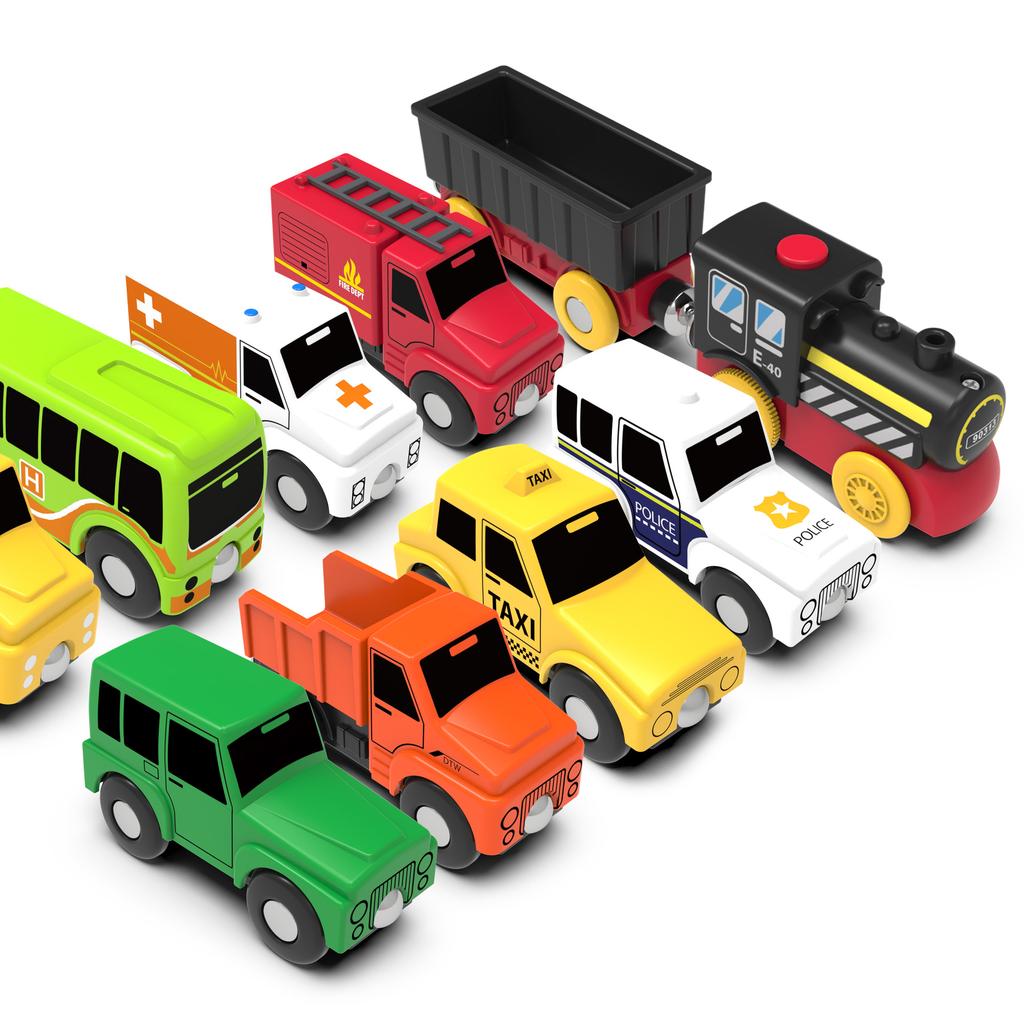 Электрическая железнодорожная машина детские развивающие деревянные трековые игрушки