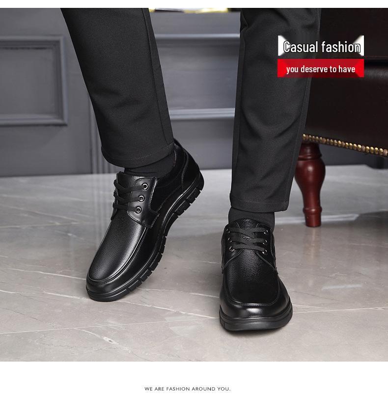 Мужские осенние туфли из натуральной кожи на плоской подошве с нескользящей подошвой - Повседневная коровья кожа для среднего и пожилого возраста