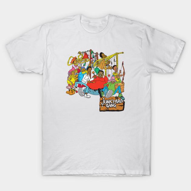 Asian Size Men Black Print T-shirt Fat Albert &Amp; The Junkyard Gang No-Cut Heat Transfer Print Cotton Tshirt