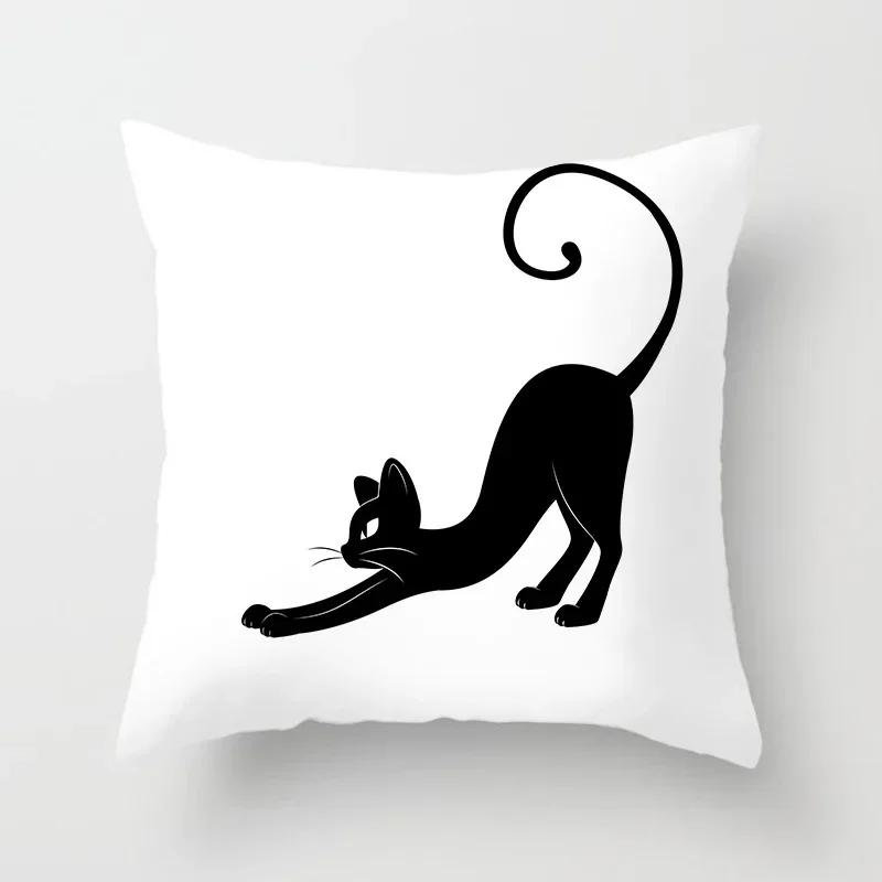 Lovely Cartoon Black Cat Cushion Cover Pillow Cover Sofa Car Home Decoration Room Decoration 45*45cm