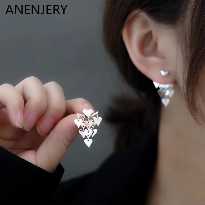ANENJERY Серьги с кисточками в форме сердца для женщин, простые модные ювелирные украшения для вечеринок, подарки
