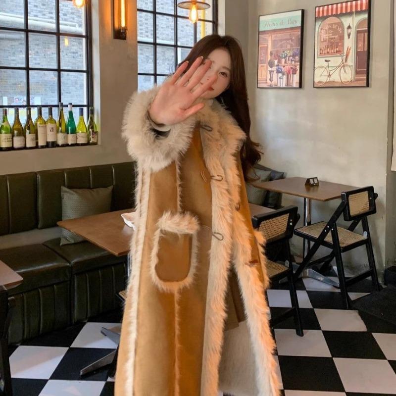Luxury Faux Fur Coat Women Winter Warm Long Plush Jacket High Quality Fleece Lined Outerwear
