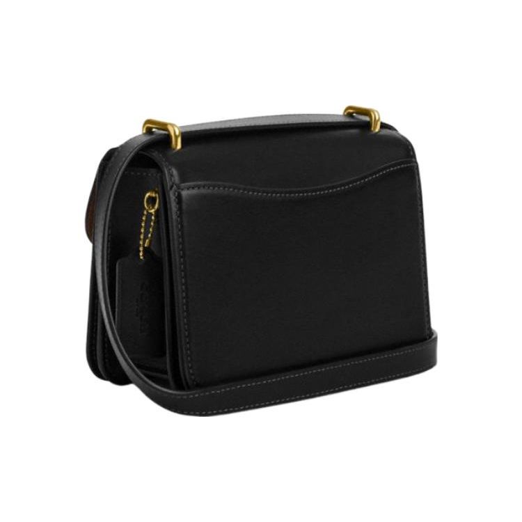 Coach Morgan 18 Однотонная Сумка-кроссбоди на клапане с логотипом, Маленькая, Квадратная, из телячьей кожи, На плечо, Женские сумки, Черный CO924-IMBLK