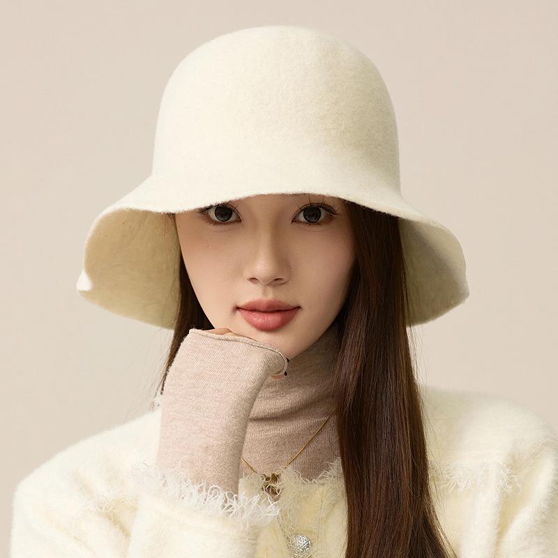 Женская шерстяная шляпа рыбака, однотонная шляпа-ведро, теплая шляпа для отдыха на природе