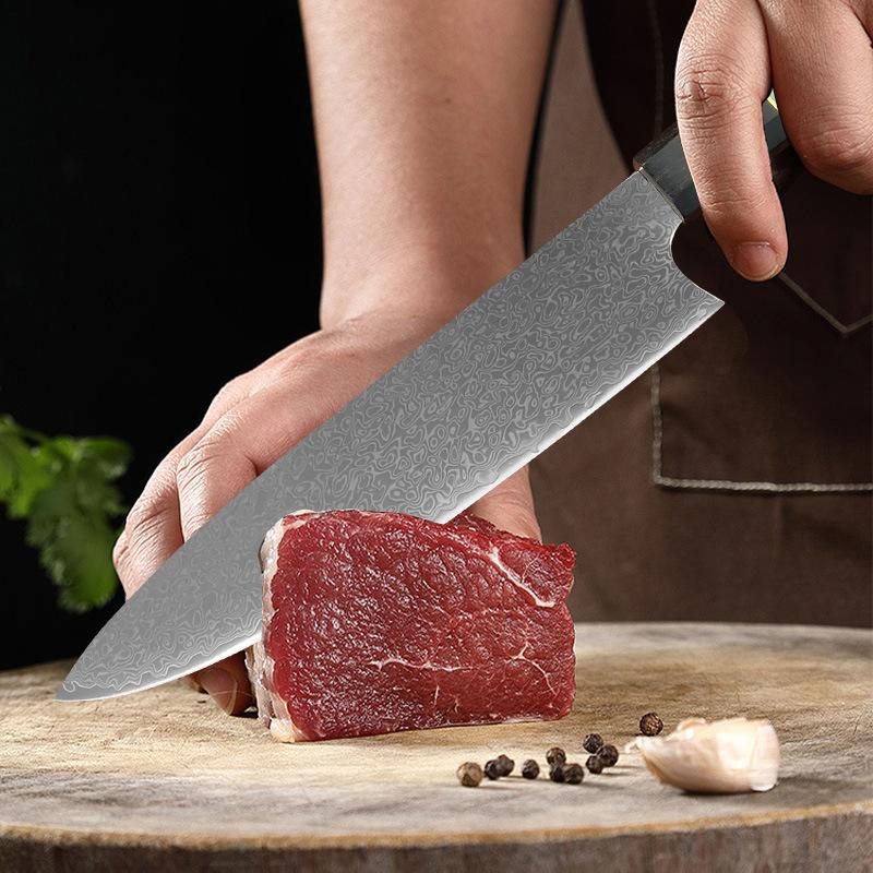 8 Inch Chef Knife 67-layer Damascus Steel Blade Ebony Handle Cleaver Meat Slicing Vegetable Japanese Kitchen Knife Cooking Tools