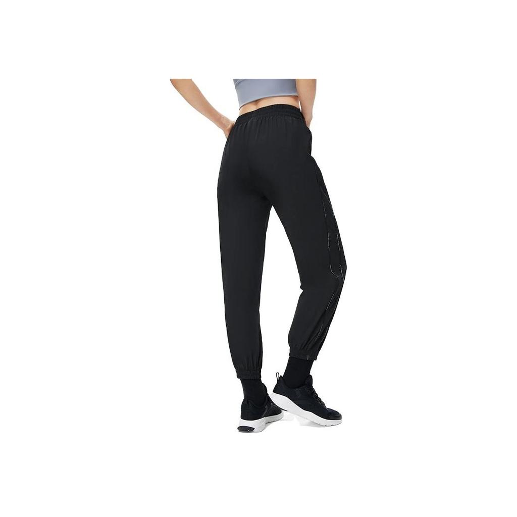 Li Ning Fitness Series однотонные быстросохнущие прохладные свободные спортивные брюки женские брюки черного цвета AYKT216-1