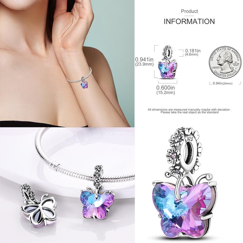 925 Стерлинговое Серебро Красочный Ловец Снов Светящийся Светлячок Подарок Самолет Земля Шармы Подходят Оригинальный Подвеска DIY Изготовление Ювелирных Изделий