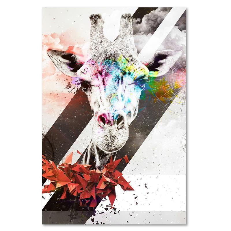 Печать на холсте, абстрактный жираф и фигуры