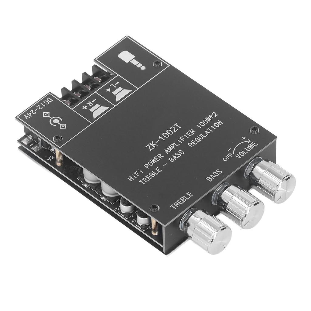 Плата усилителя мощности звука 100 Вт Bluetooth 5.0 двухканальная плата стерео аудиоресивера DC12‑24 В