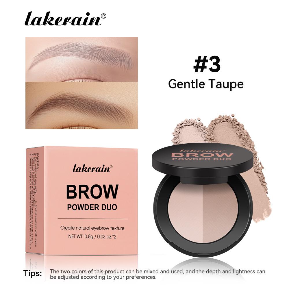 Lakerain Two Color Eyebrow Powder - Waterproof and Sweat Resistant Long-lasting Color, Fine Powder Lasting No Smudgy, Natural Eyebrow Shape,