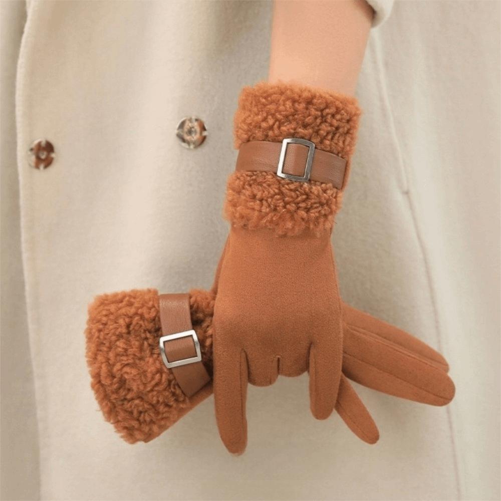 Fleece Women Suede Gloves Windproof Cycling Mittens Fashion Winter Women's Gloves Mom