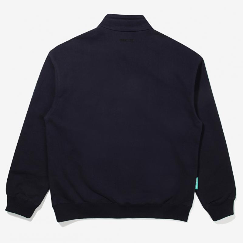 Высокий воротник, молния до середины, темно-синий