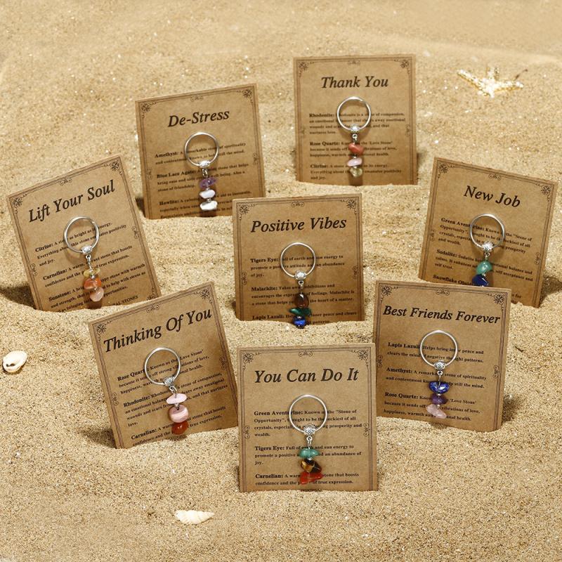 1 Piece Handmade Red Agate Card Combination Pendant Keyring Natural Stone Beads String Keychain Gifts