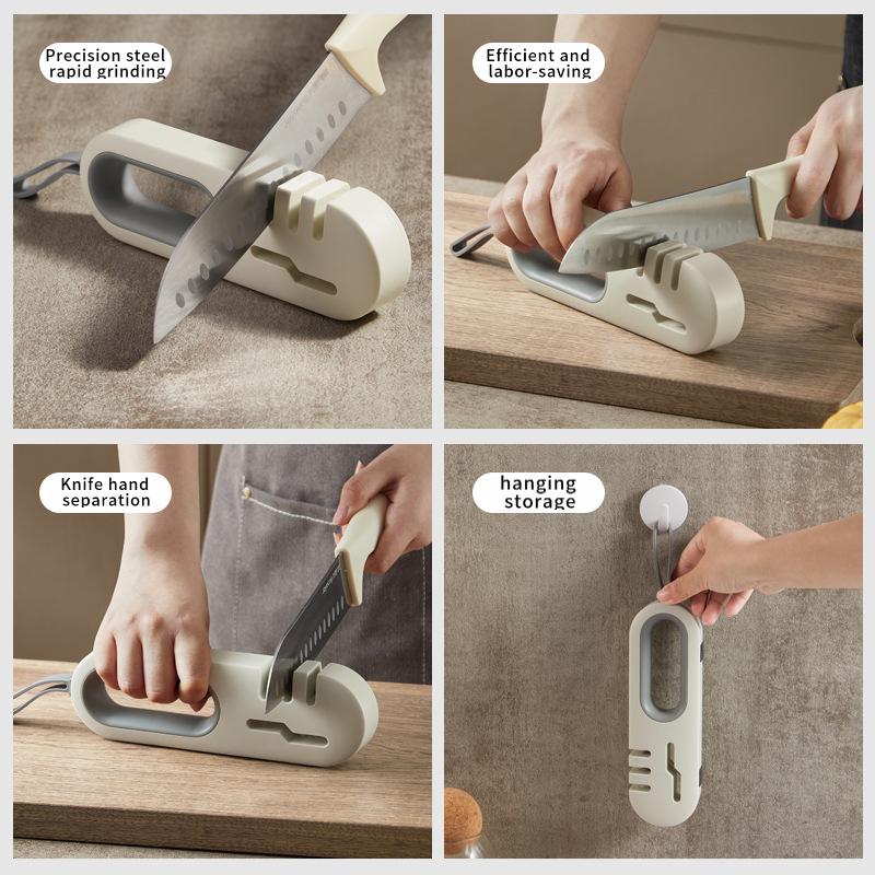 Professional four-stage sharpening tool- Stone design  Efficient grinding of various tools including ceramics and scissors - Anti-slip