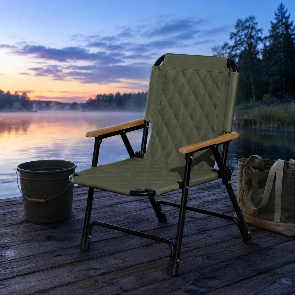 Folding Recliner Chair Quilted Reclining Camping Padded Foot Feet