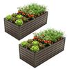 Large Metal Raised Garden Bed, 190x90x64cm, Open Base, Weather & Rust Resistant, for Vegetables Herbs Flowers Patio – Wood Grain