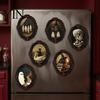 Gothic Style Office Cubicle Decor Halloween Wooden Refrigerator Magnet, Vintage Fridge Magnets, Oval Frame Decorative Soft Magnetic Stickers