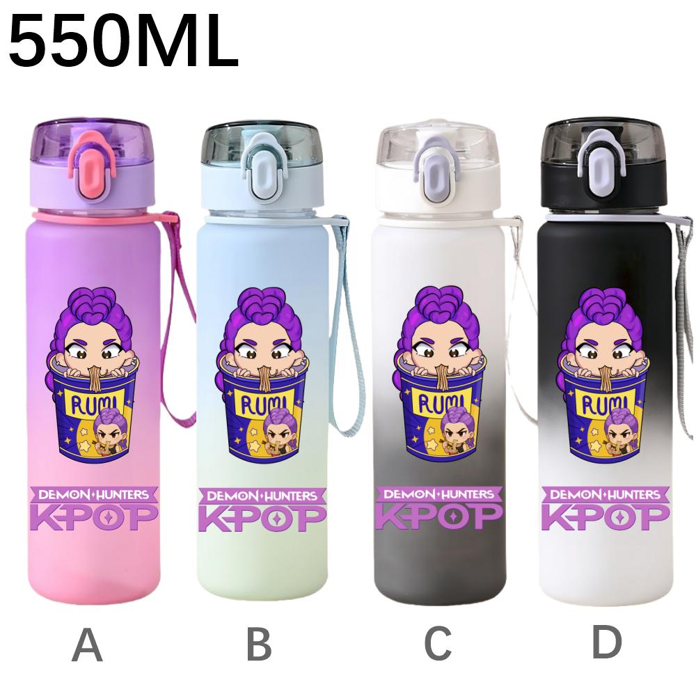 550ML KPop Demon Hunters Cartoon Print Sport Water Bottle Leak Proof Water Cup Outdoor Sports Drinking Bottle Birthday Gifts